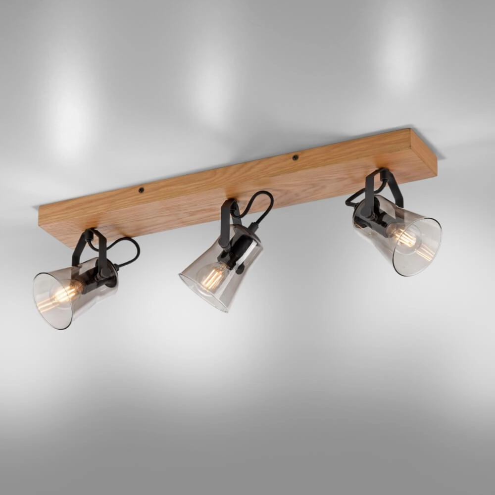 Plafonnier Green Langstrom en bois à 3 lumières Just Light 4043689994884