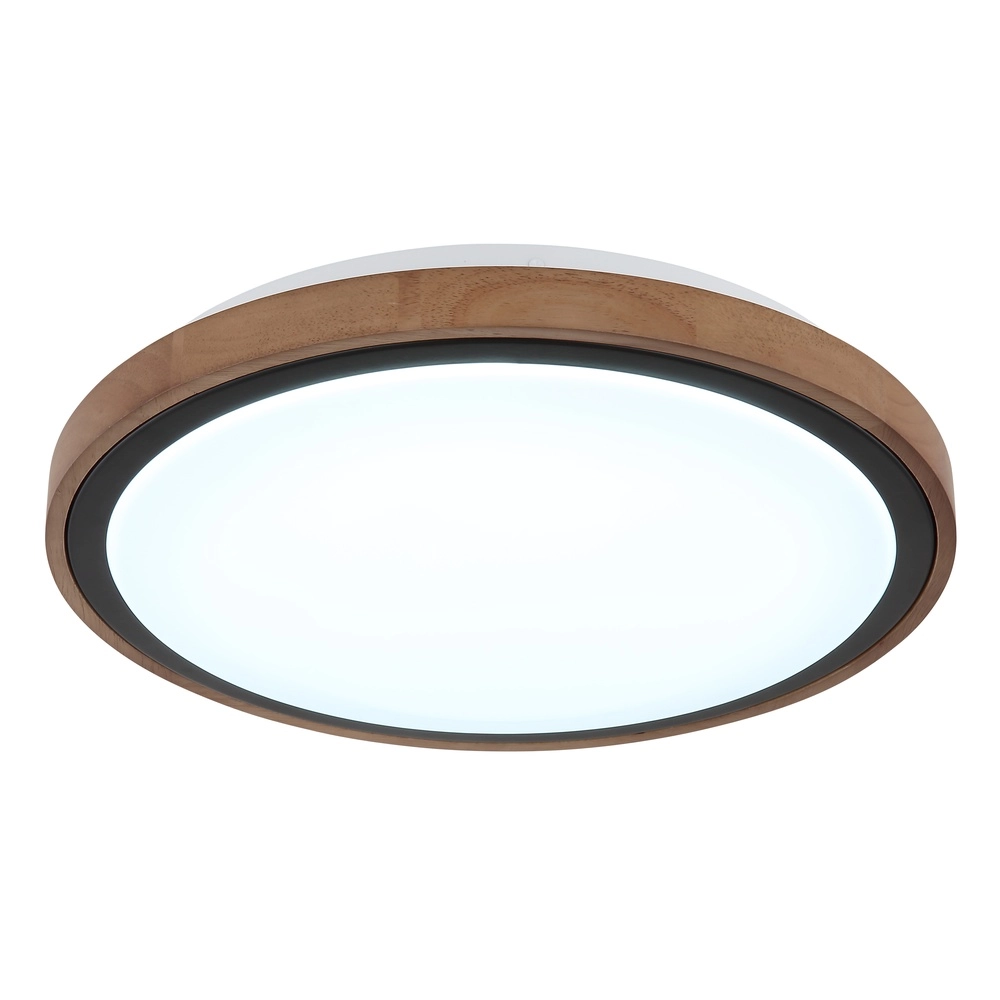 Lampe de plafond Bruno Ø 36 cm noir avec bois Globo 9007371474592