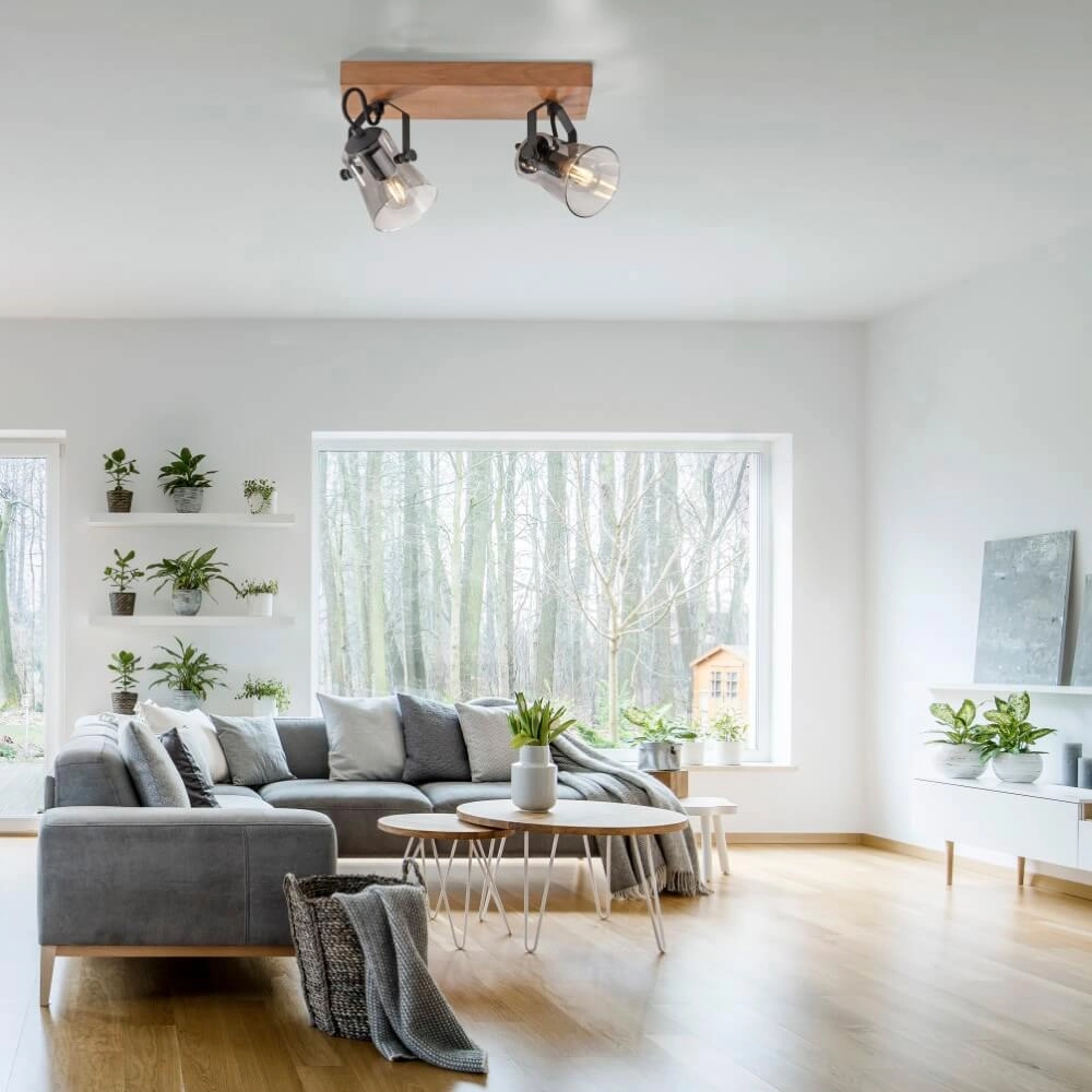 Plafonnier Green Langstrom bois à 2 lumières Just Light 4043689994877