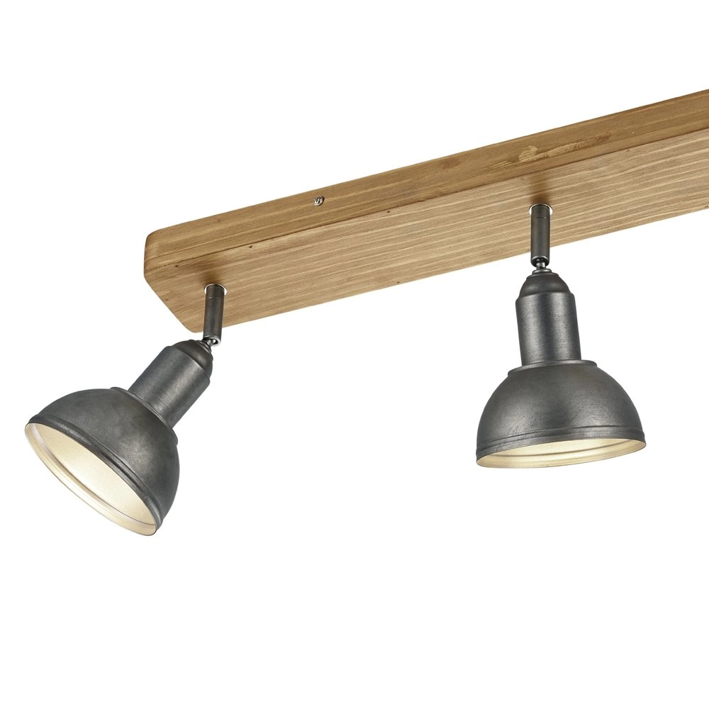 Plafonnier en bois Delhi Spots 3 lumières argent antique Trio 4017807430219