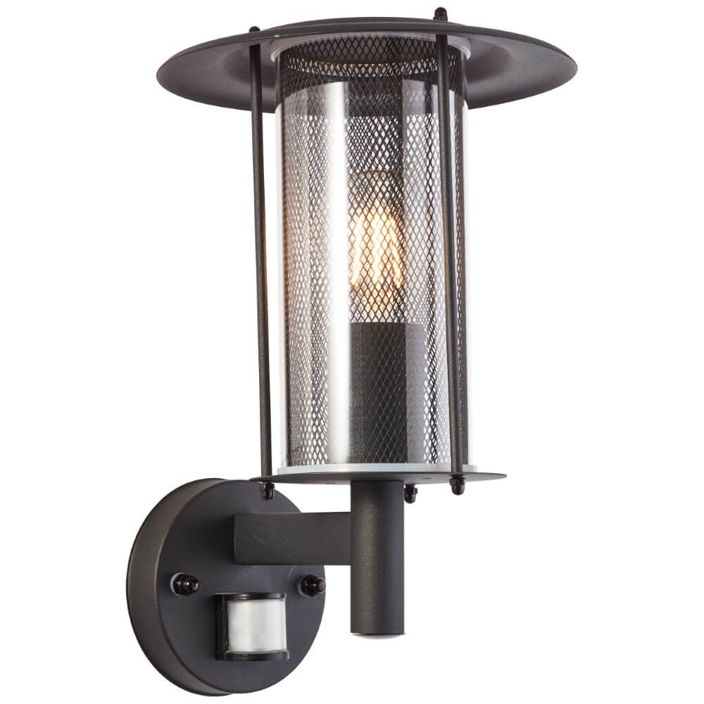 Lampe d'extérieur noire Detroit avec capteur