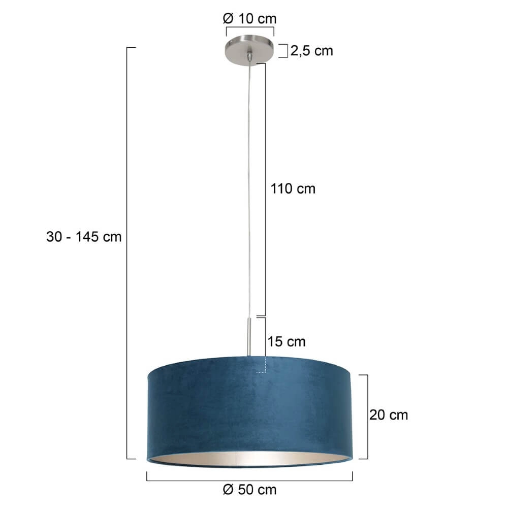 Lampe suspendue Sparkled avec du velours bleu Steinhauer 8712746147353