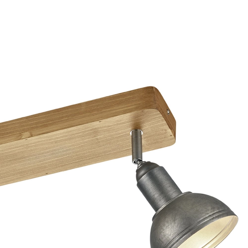 Plafonnier en bois Delhi Spots 2 lumières argent antique Trio 4017807430202