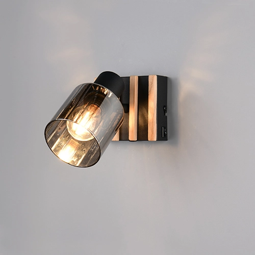 Lampe murale Travia noir avec bois