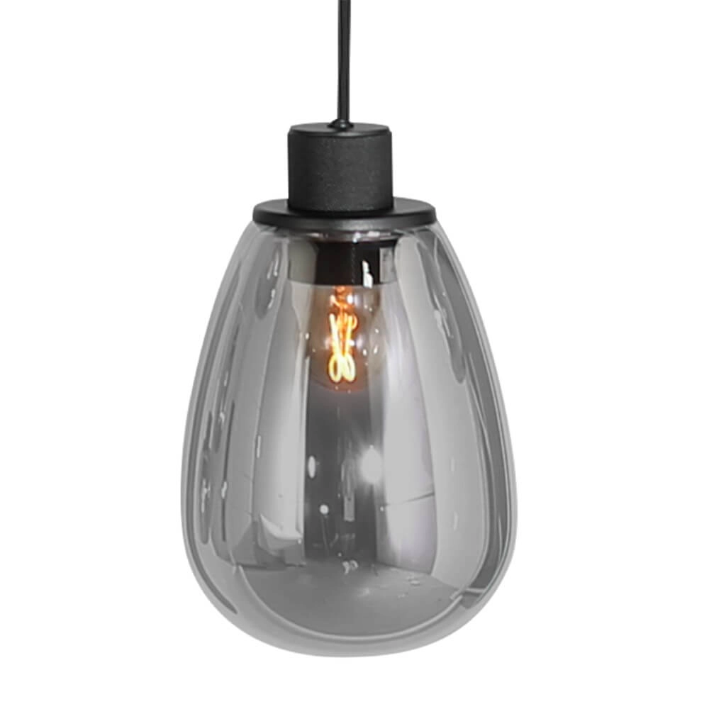 Lampe suspendue pour table à manger Reflexion noir avec verre fumé Steinhauer 8712746172959