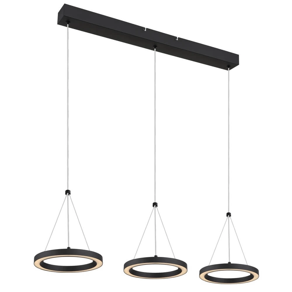 Suspension 3 lumières Grenvix Design noir Globo 9007371450770