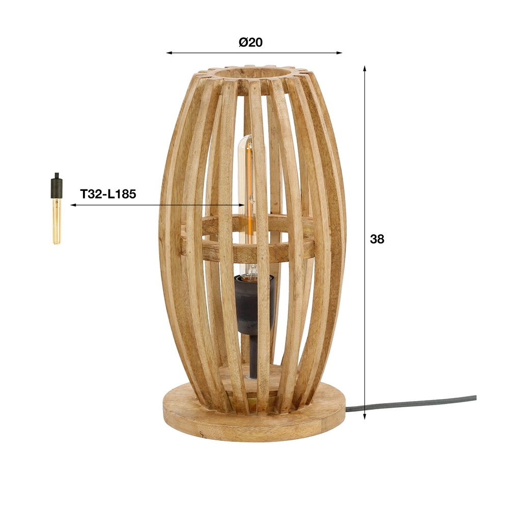 Lampe de table en bois Orbit 38cm - 1x E27 Lyora 8716803511088