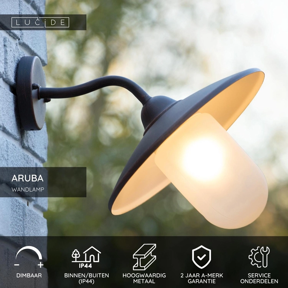Lampe murale de campagne Aruba brun rouille Ø 30cm Lucide 5411212113474