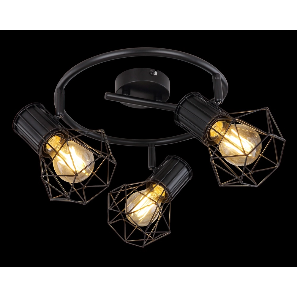 Lampe de plafond ronde Priska Noir à 3 lumières Globo 9007371403172