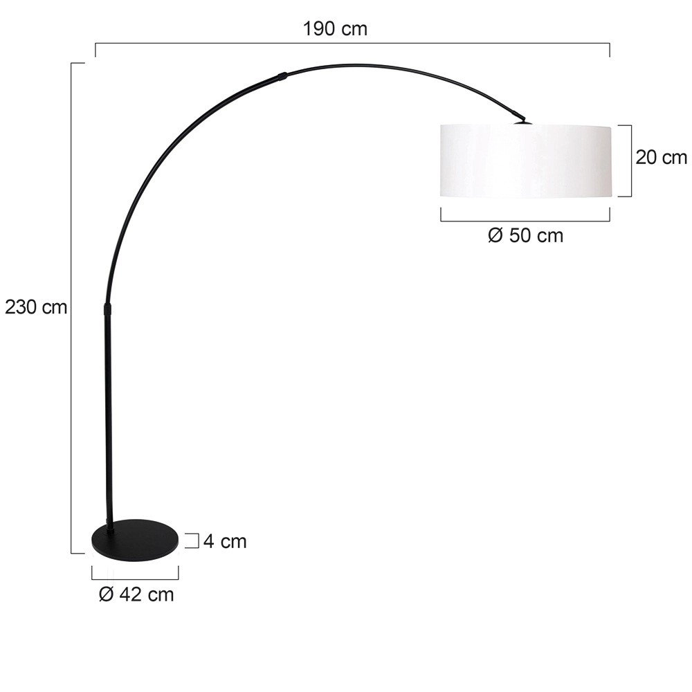 Lampe à arc Stresa noir avec abat-jour blanc Steinhauer 8712746106657