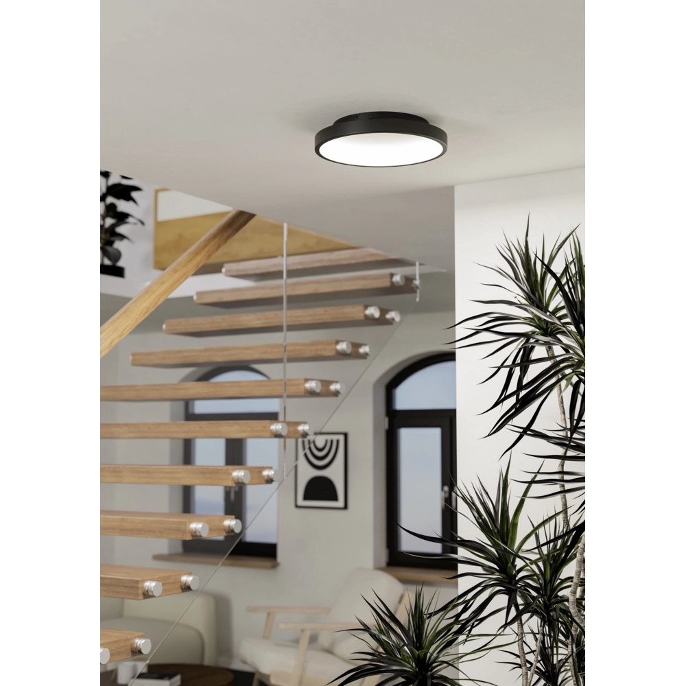 Plafonnier rond Loretello-Z Noir intelligent Eglo 9008606358243