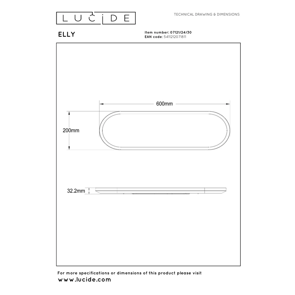 Éclairage ovale de plafond Elly noir 24W Lucide 5411212071811