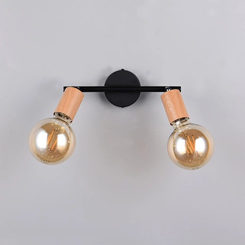 Lampe de plafond Lamego Double noir avec bois Trio 4017807670875