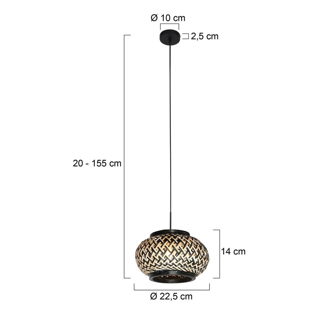 Lampe suspendue Nox Light avec une teinte en bambou Ø23cm Steinhauer 8712746183320