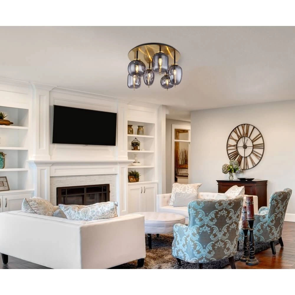 Plafonnier doré Blacky I 6 lumières Globo 9007371433490