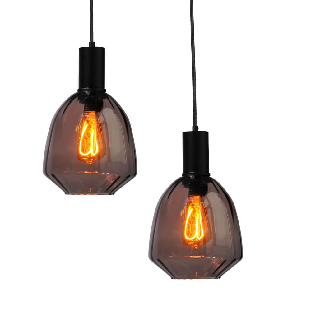 Lampe suspendue 6 lumières - noire - Porto avec des lunettes rouges Nicolette Masterlight 8718121270630