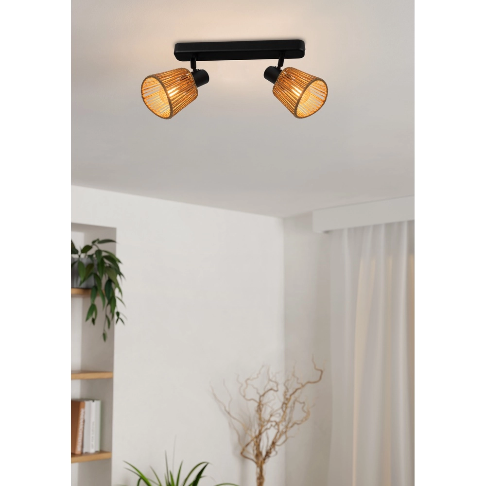 Plafonnier Keelby Rotin 2 lumières Eglo 9008606359639