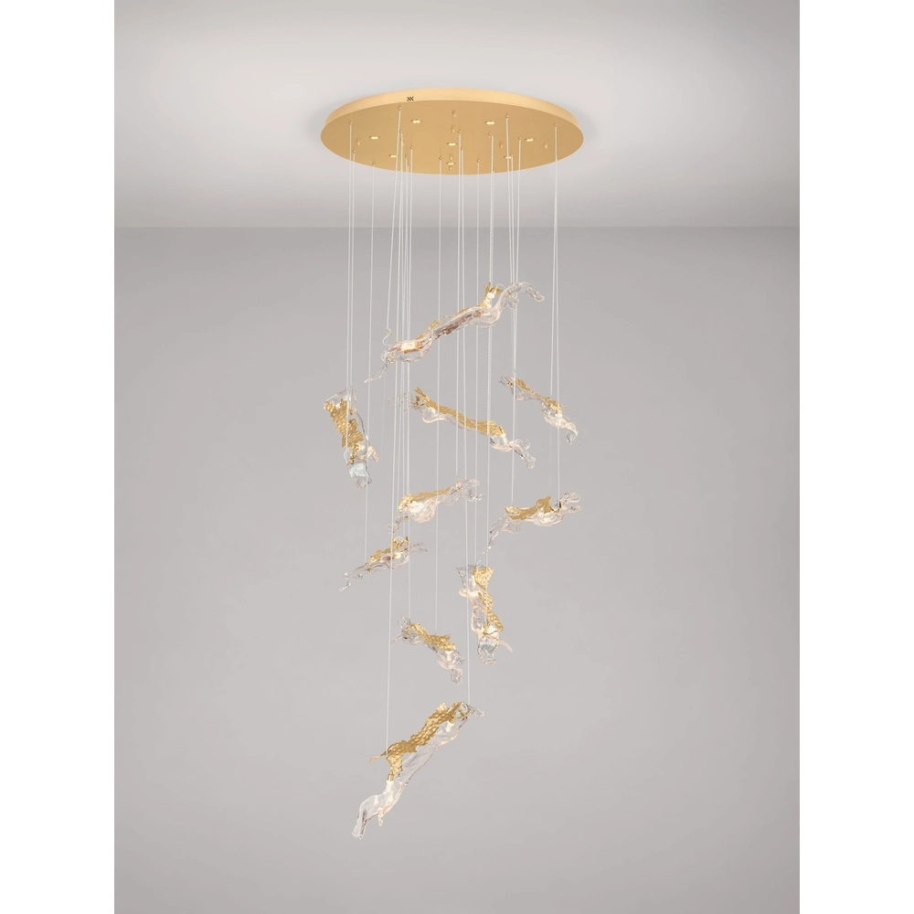 Lampe pendante dorée Avesa avec du verre clair Ø 100 cm Lyora 5212063500440