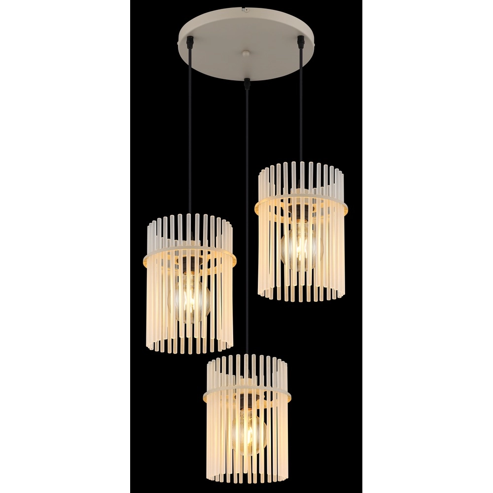 Suspension 3 lumières Gorley brun sable avec verre rond Globo 9007371569717