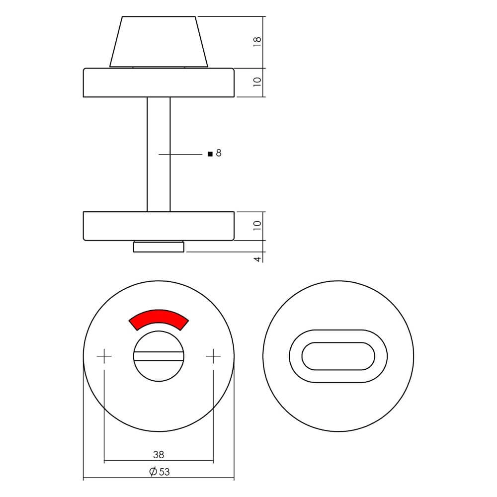 Fermeture des toilettes Tira rond en laiton roulé Ø 53mm Intersteel 8714186696804