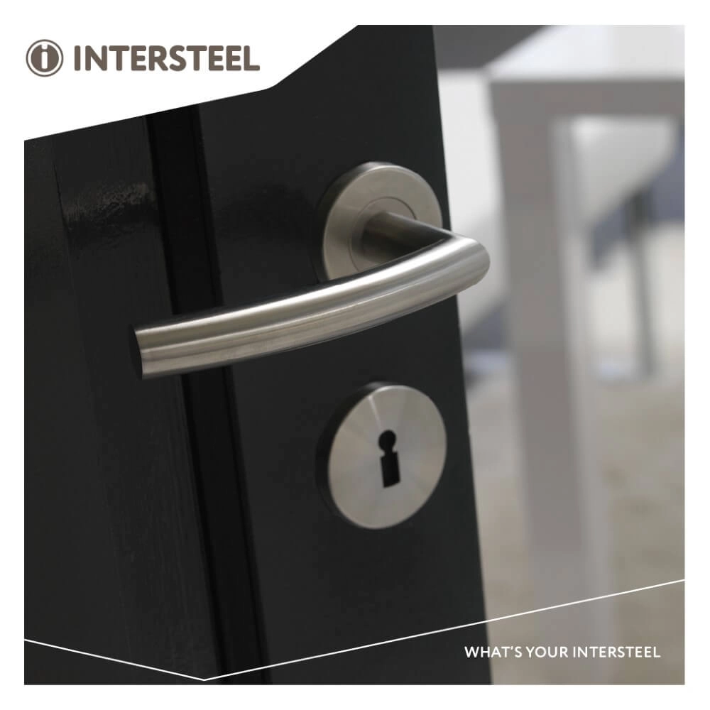 Poignée Rond 90 sur rosace en acier inoxydable Intersteel 8714186130070