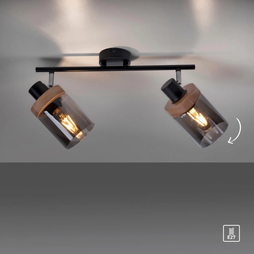 Plafonnier Pasqual 2 lumières noir Just Light 4043689986117