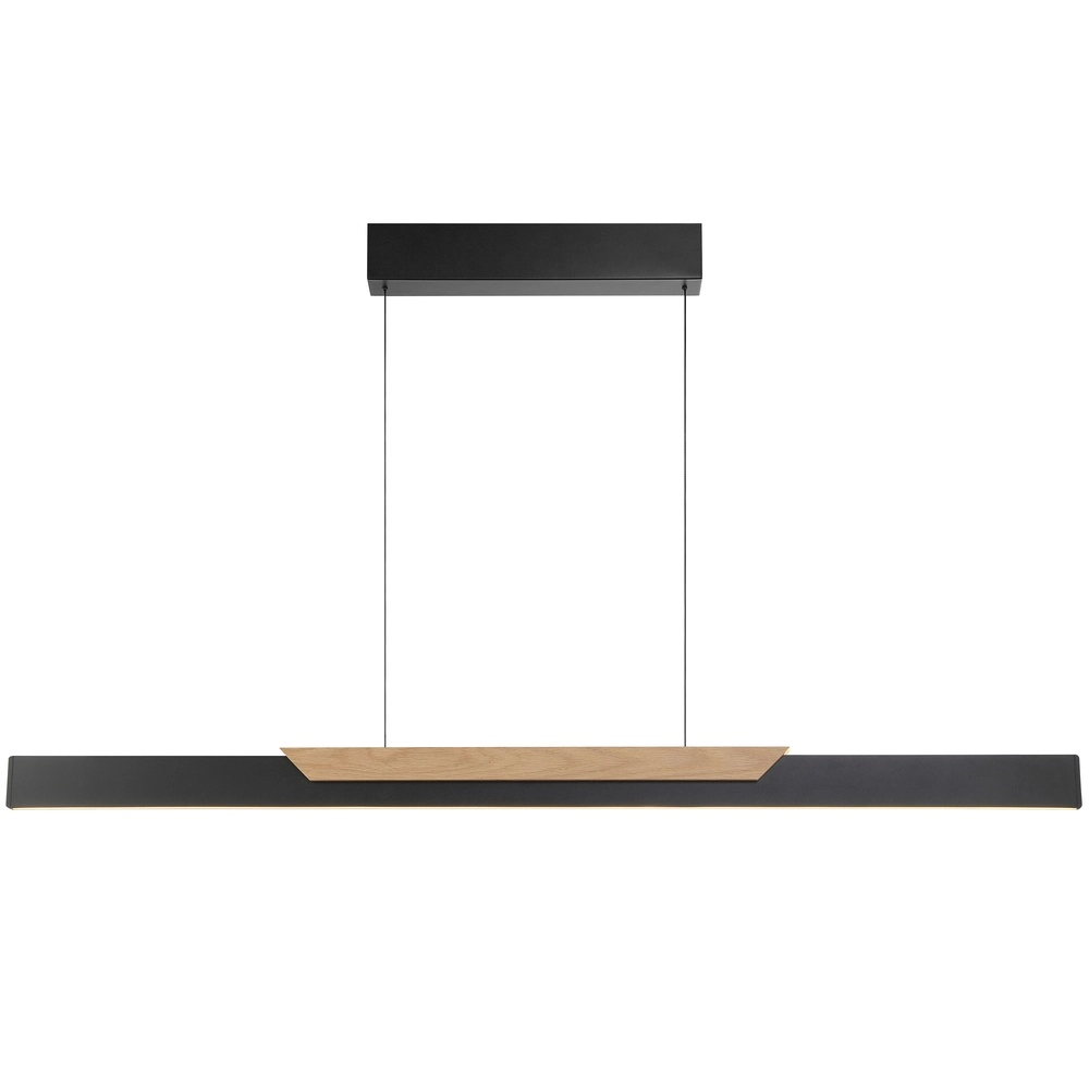 Lampe pendante de conception Arcus noir avec bois Brilliant 4004353463549