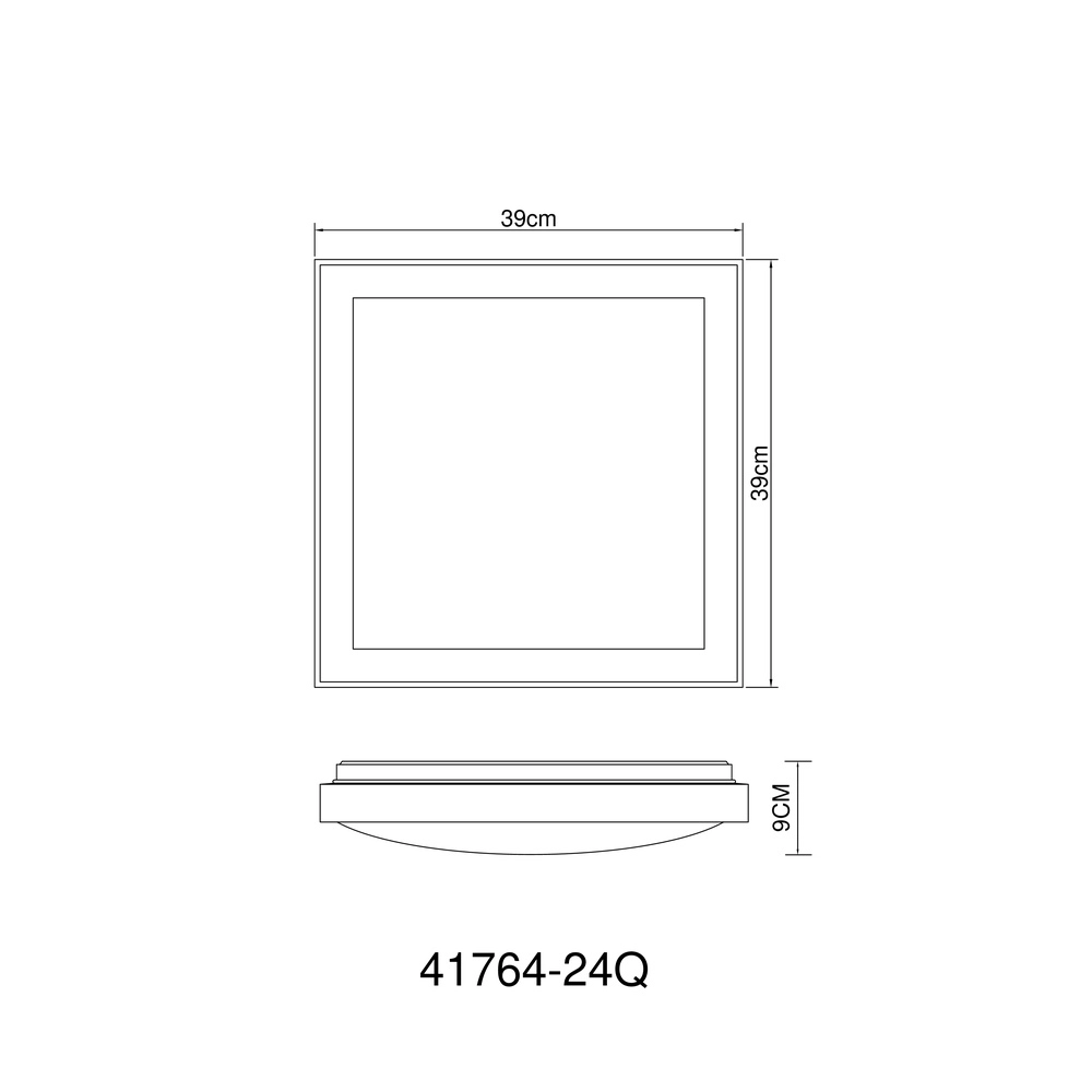 Lampe de plafond Bruno 39 cm carrés noirs avec du bois Globo 9007371433469