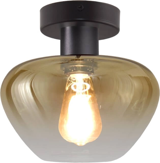 Plafonnier Genua noir avec verre doré Ø 24cm Plafonnier Genua noir avec verre doré Ø 24cm