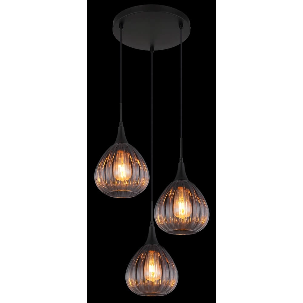 Suspension noire Olsen 3 lumières Globo 9007371456802