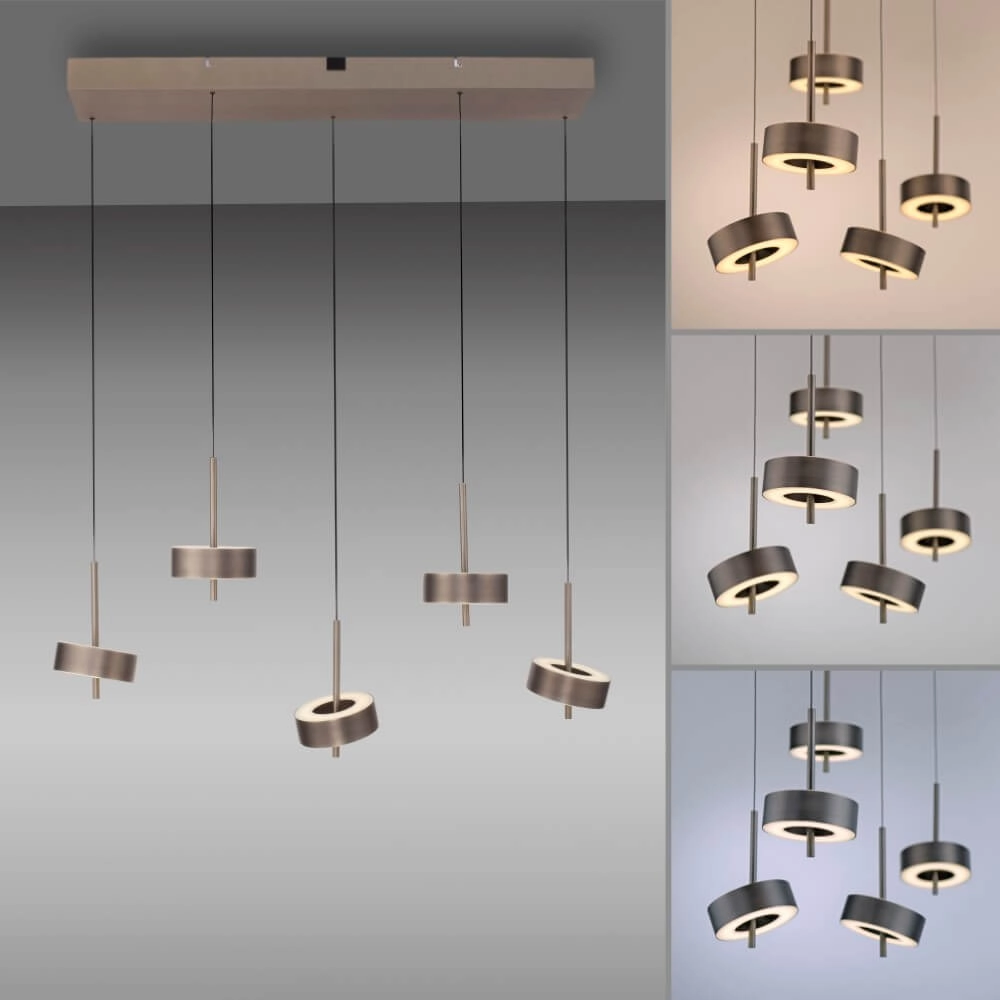 Lampe suspendue 5 lumières Q-Rotate marron moderne Paul Neuhaus 4012248383179