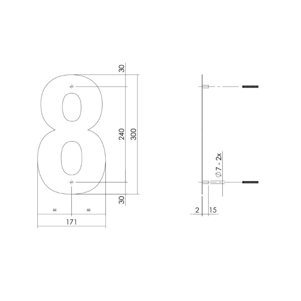 Maison numéro 8 XL Numbra 30cm noir Intersteel 8714186503355