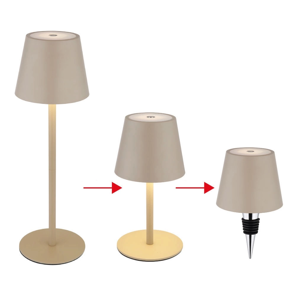 Lampe de table moderne Vannie I Brun sable également rechargeable pour bouteille Globo 9007371468805