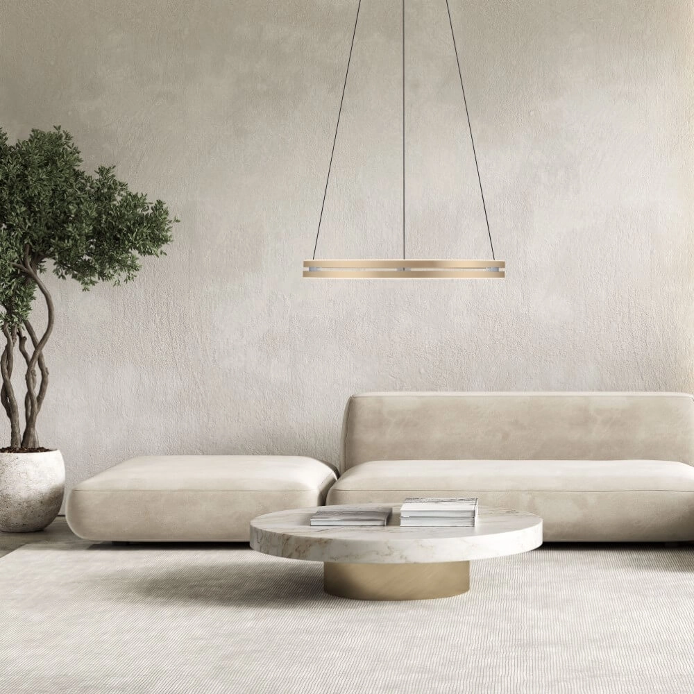 Lampe suspendue élégante Pure E-Loop laiton Ø 70cm Paul Neuhaus 4012248372296