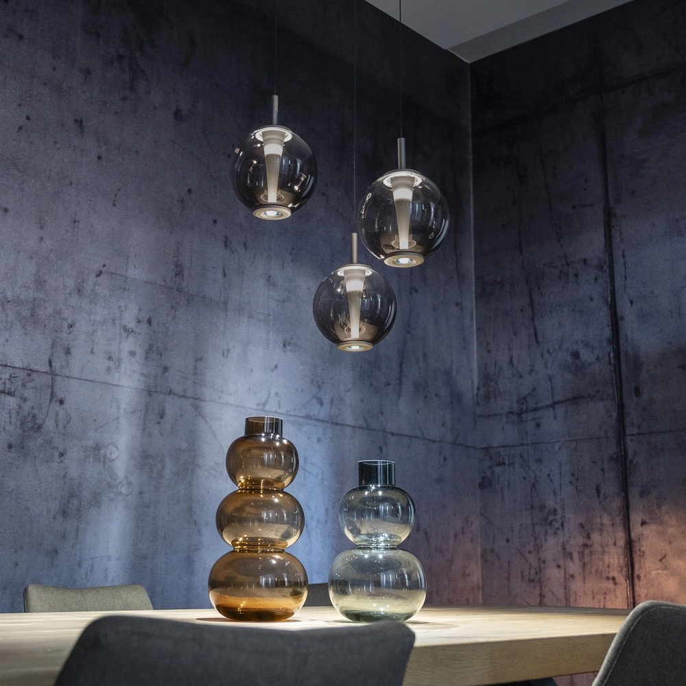 Lampe pendante Vide Pure E-Infinty Gris mystique avec verre fumé Paul Neuhaus 4012248398173