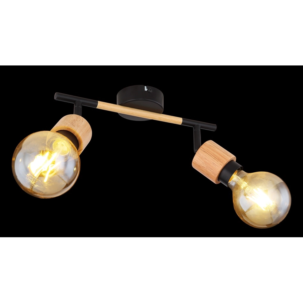 Lampe de plafond Jorna 2-noir clair avec bois Globo 9007371402281