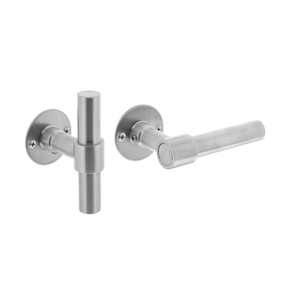 Poignée de porte modèle L/T Krucko avec rosace plate 2mm en acier inoxydable