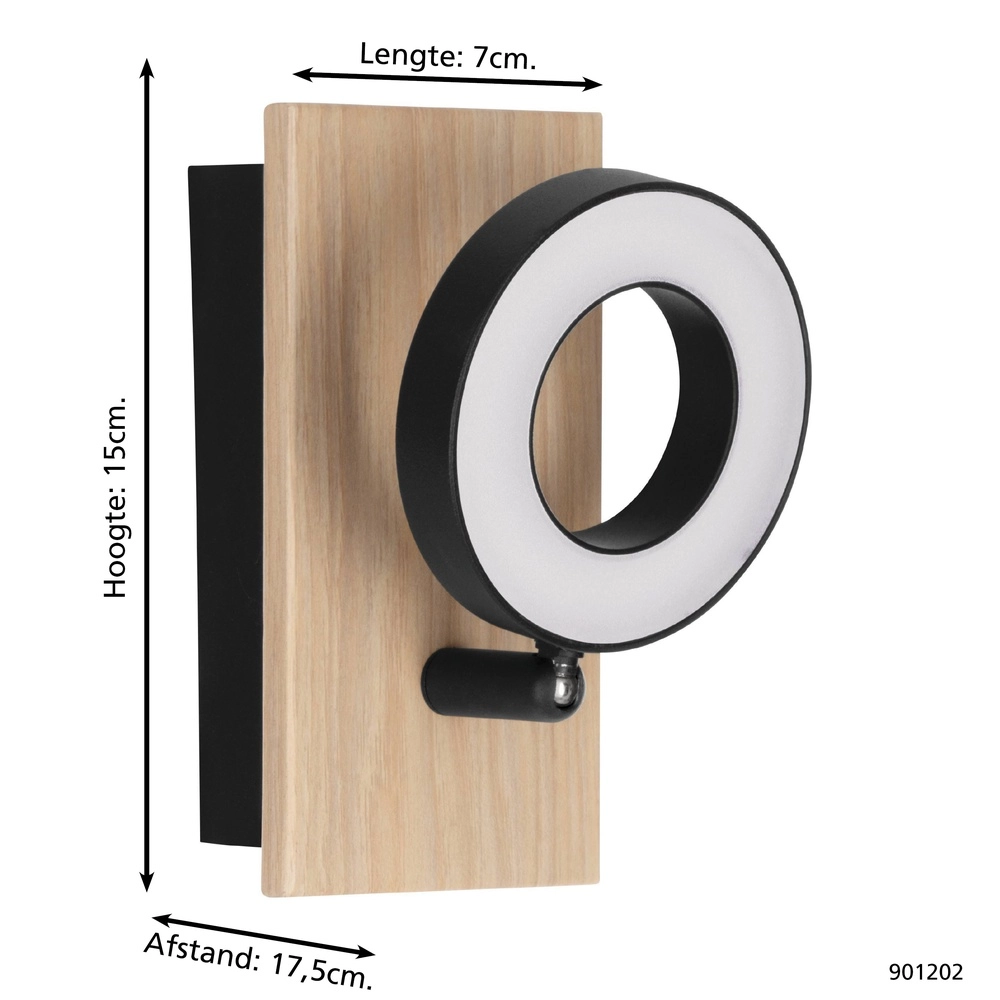Lampe murale LED Rielves avec du bois Eglo 9008606313709