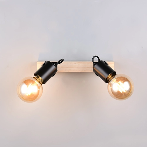 Double éclairage au plafond Lynar noir avec bois Trio 4017807670721