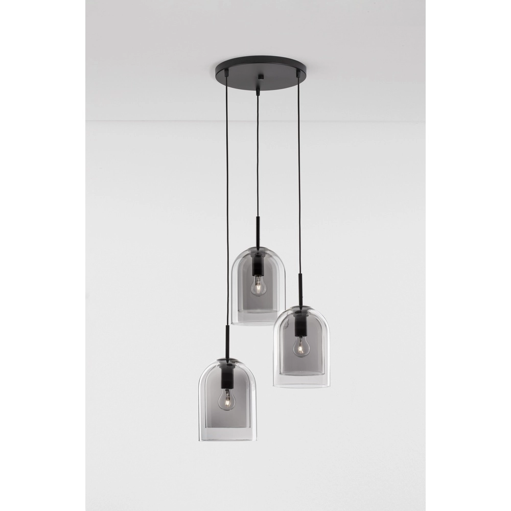 Suspension Velor 3 lumières noir rond Suspension Velor 3 lumières noir rond