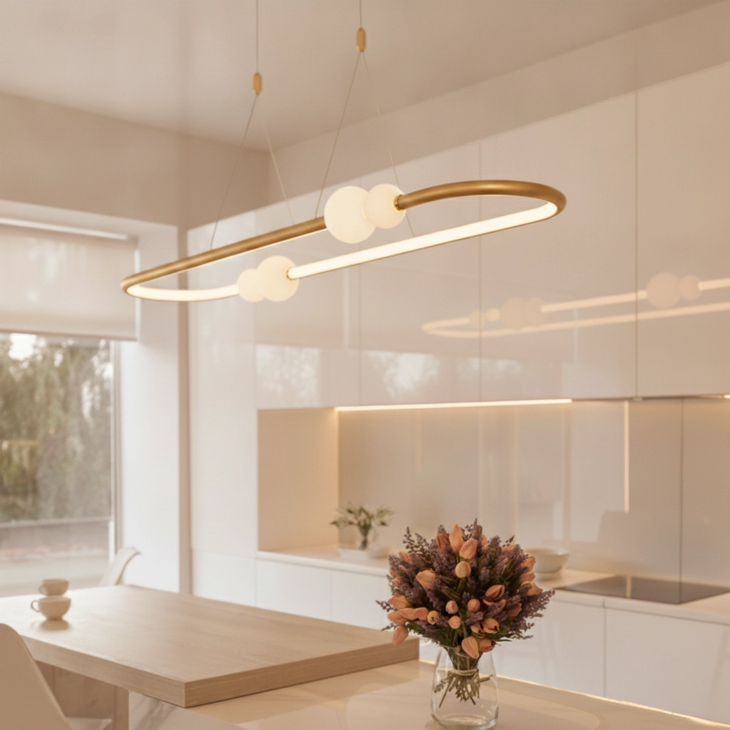 Suspension Celia Or avec ovale blanc