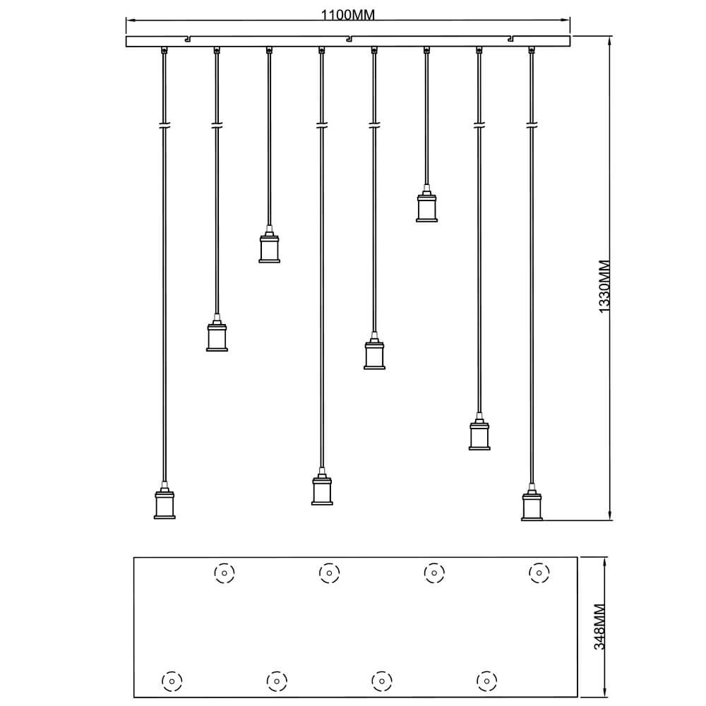 Lampe suspendue Darcia avec 8 pendules Brilliant 4004353411700