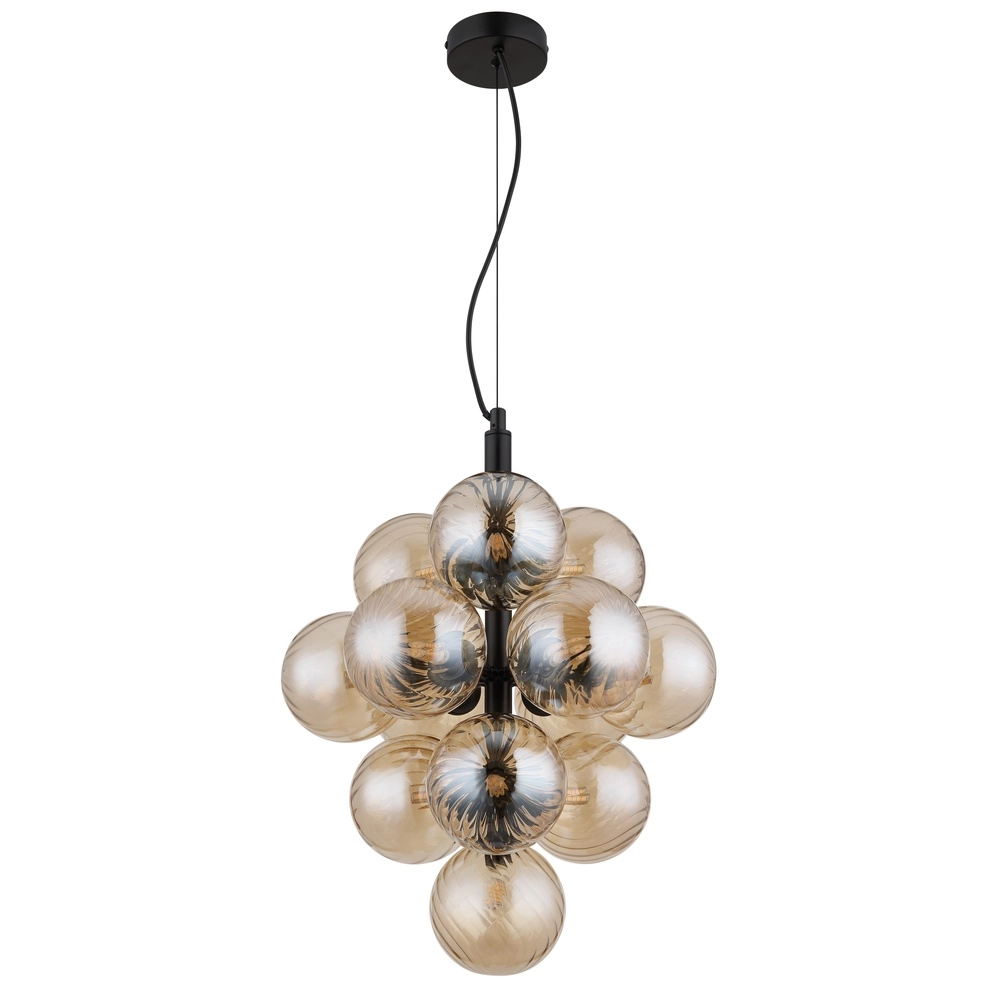 Lampe pendante noire Conor avec verre ambré Globo 9007371509188