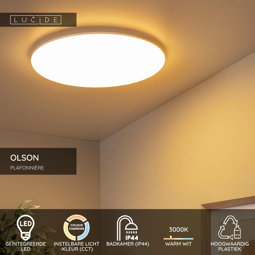 Éclairage de plafond Olson Ø 45cm blanc - IP44 Lucide 5411212792259
