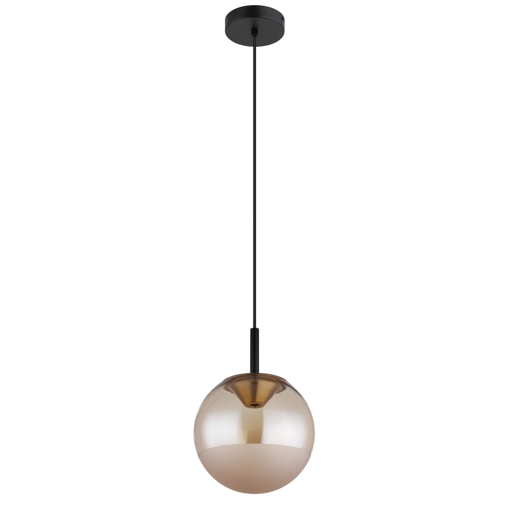 Lampe pendante de conception Severin noir avec verre ambré Globo 9007371546930