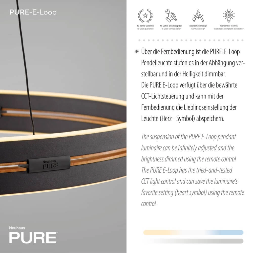 Lampe suspendue élégante Pure E-Loop black Paul Neuhaus 4012248386224