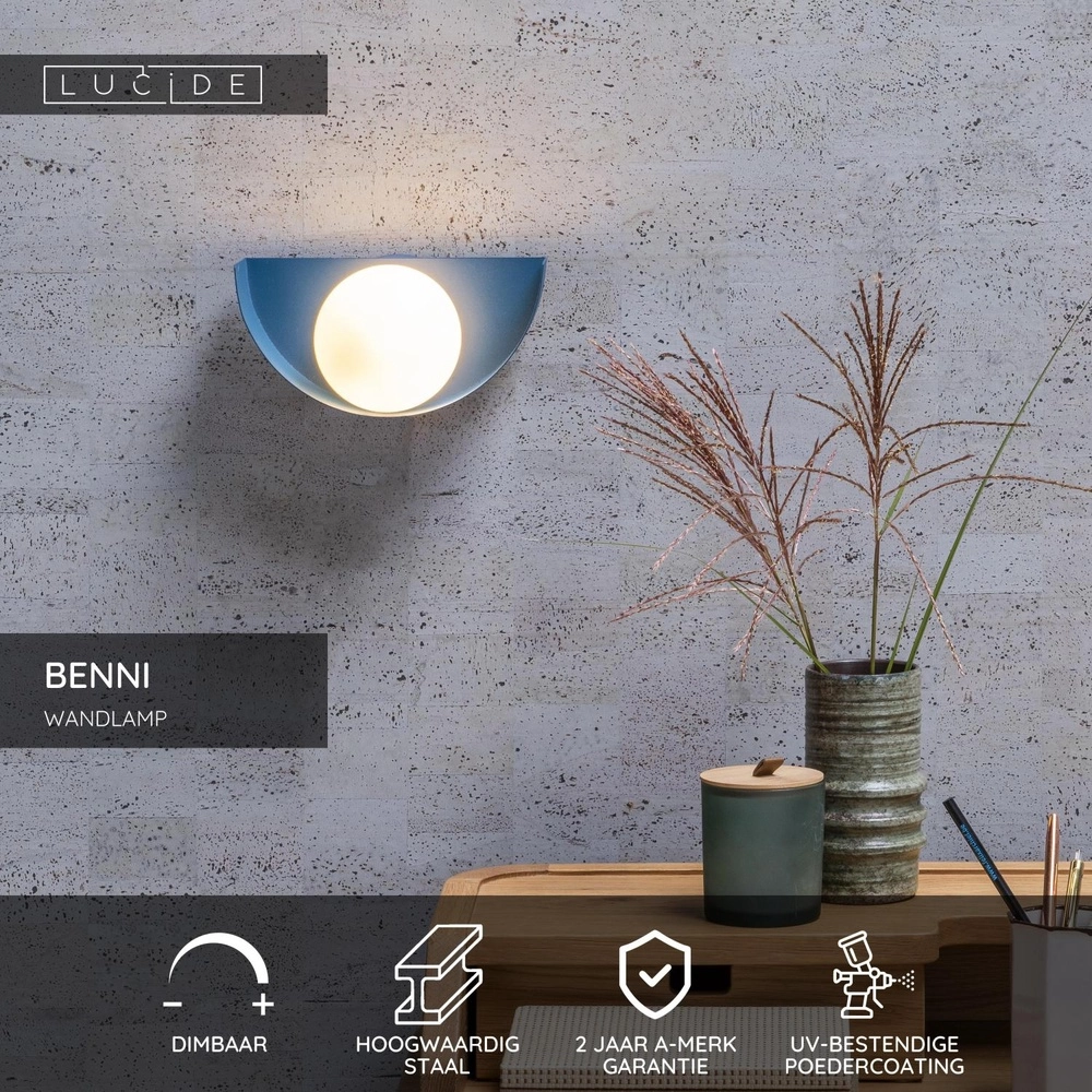 Lampe murale de conception Benni bleu Lucide 5411212451859