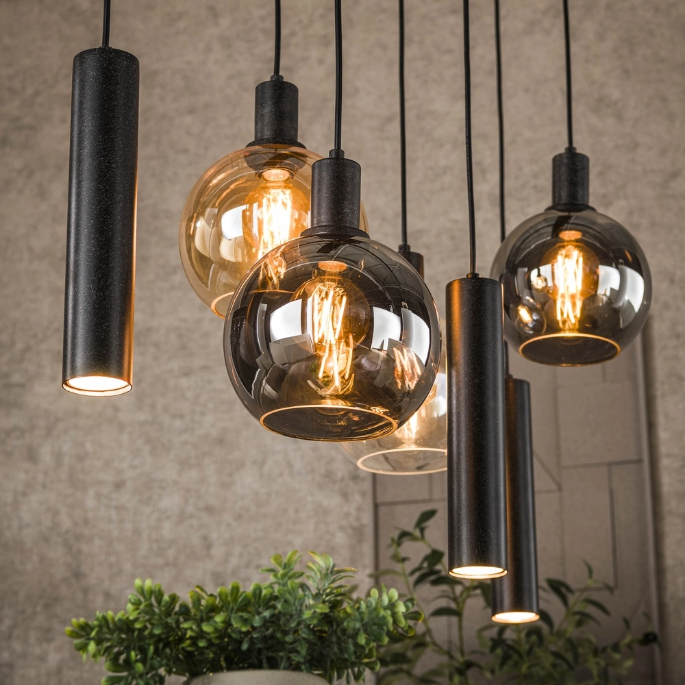 Lampe pendante de table à manger Sfera avec des boules de verre et des pendentifs Lyora 8716803512382