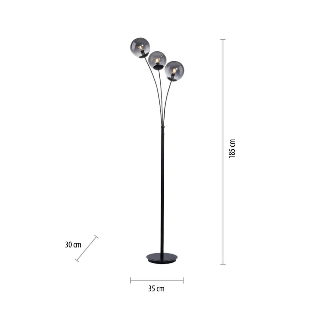 Lampadaire noir Big Widow 3 lumières Just Light 4043689988388