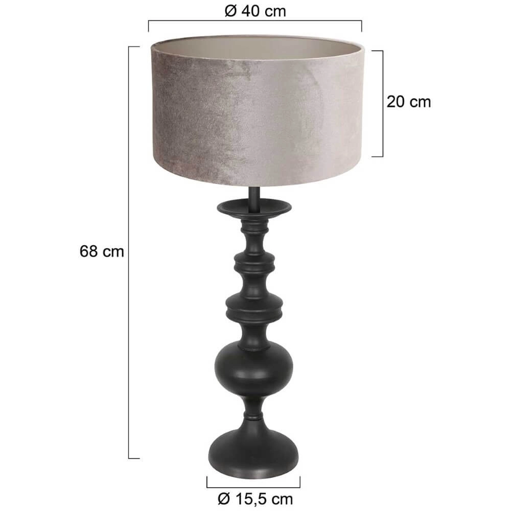 Lampe de table classique Lyons C avec capuche en velours taupe Steinhauer 8712746166743